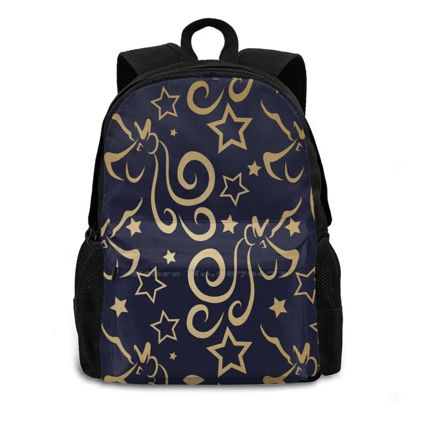 Unicorn Stars Navy Metallic School Bag Backpack Laptop 15 Inch