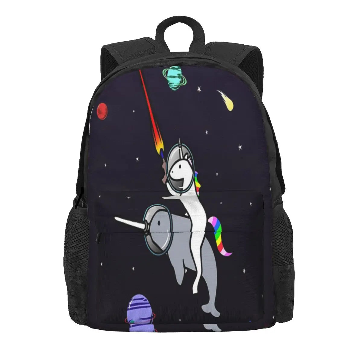 Unicorn Riding Narwhal In Space Backpacks Men's Backpacks Bags For Women
