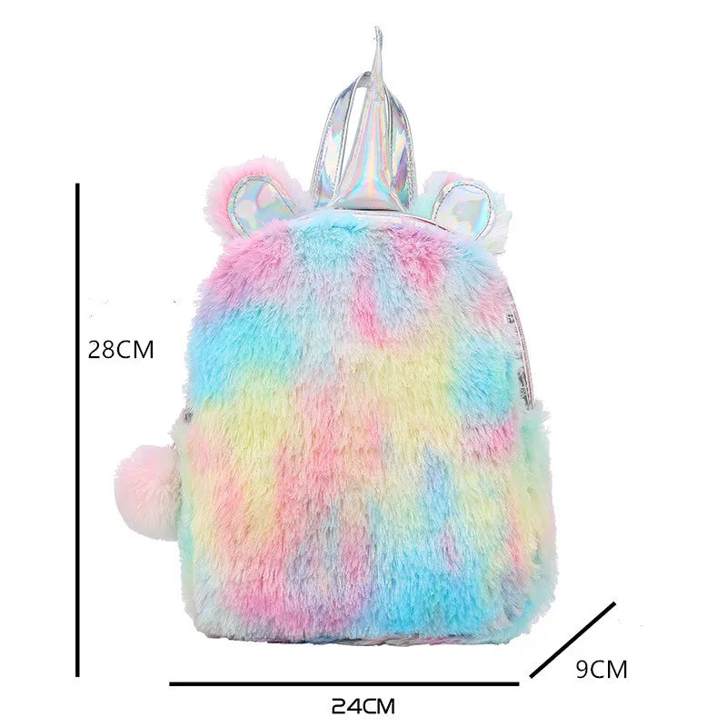 Kawayi Silver Unicorn Plush Backpack for Girls