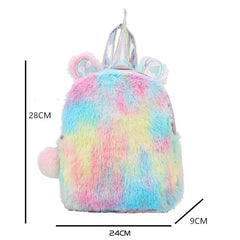 Kawayi Silver Unicorn Plush Backpack for Girls
