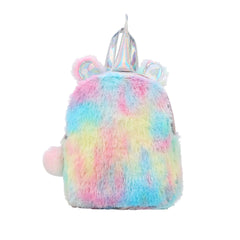 Kawayi Silver Unicorn Plush Backpack for Girls