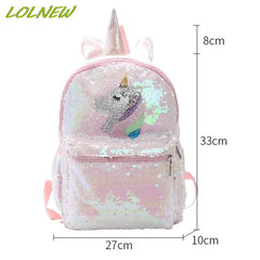 Unicorn Sequin Backpack Cartoon School Bag Large Capacity Double Shoulder