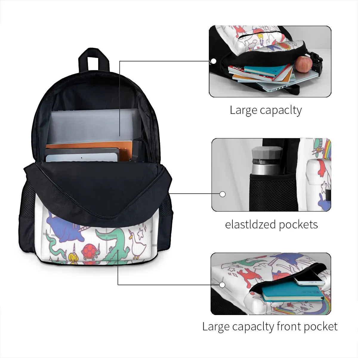Unicorns Backpacks Men Women Print Backpack Class Bags Girls