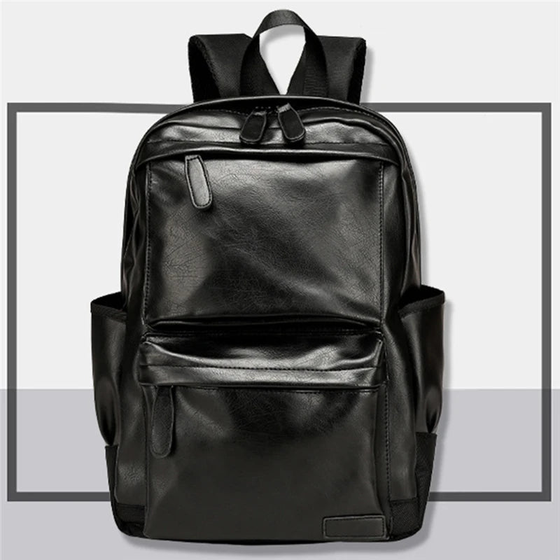 Unisex Business Backpack Travel Bag Pu Leather Men's Shoulder Bags Casual Bag