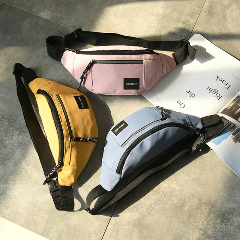 Unisex Chest Bag Crossbody Pouch Nylon Solid Women Hip Waist Pack