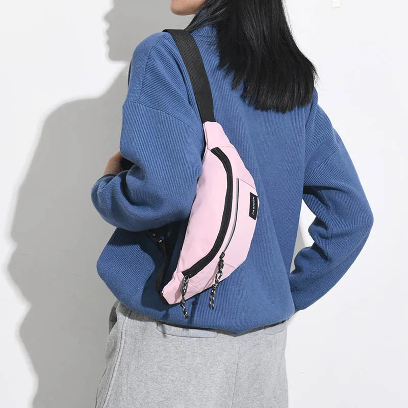 Unisex Chest Bag Crossbody Pouch Nylon Solid Women Hip Waist Pack
