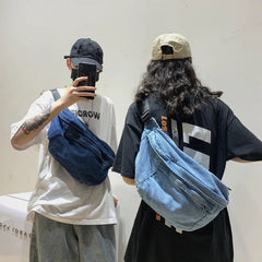 Large Capacity Crossbody Bag Denim Messenger Shoulder Bag