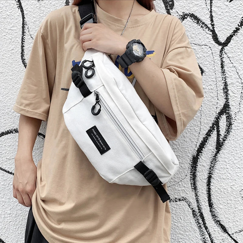 Canvas Unisex Fanny Pack Waist Bag Streetwear Chest Bag Hip Hop Banana Bags