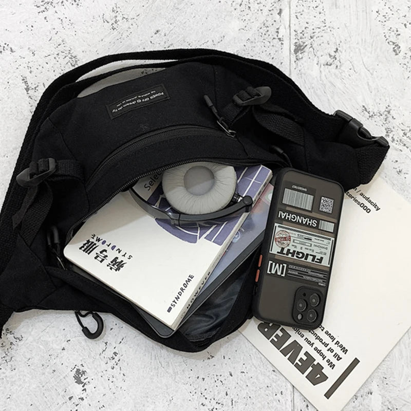 Canvas Unisex Fanny Pack Waist Bag Streetwear Chest Bag Hip Hop Banana Bags