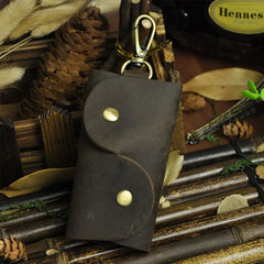 Unisex Leather Car Key Bags Holder Keyring Covers Pouch Crazy Horse Cowh