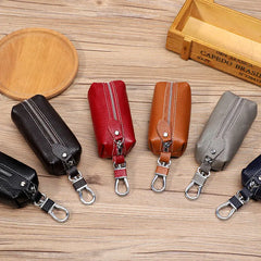 Leather Car Key Wallets Key Holder Housekeeper Organizer Zipper Key Case