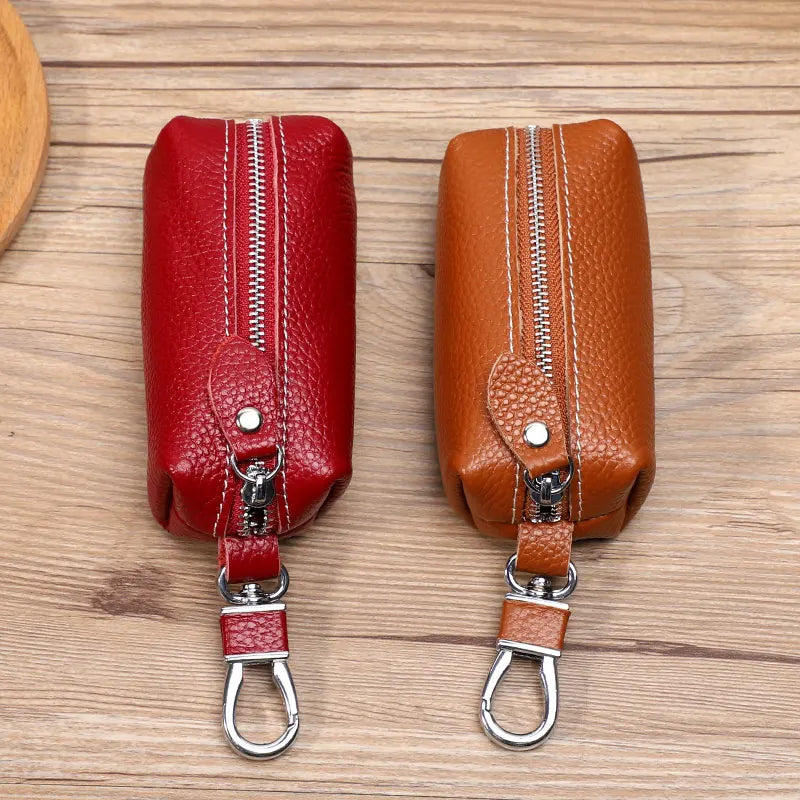 Leather Car Key Wallets Key Holder Housekeeper Organizer Zipper Key Case