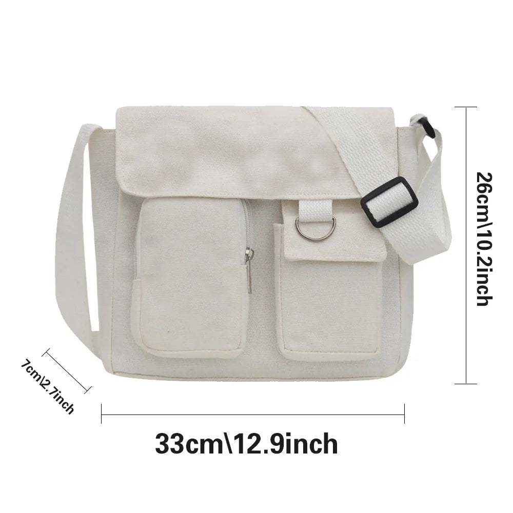 Unisex Messenger Bag Canvas Crossbody Large Capacity Tote Bag