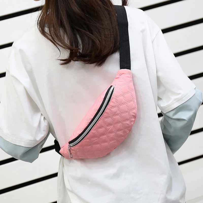 Quilted Waist Fanny Pack Large Capacity Unisex Hip Bum Bag for Travel