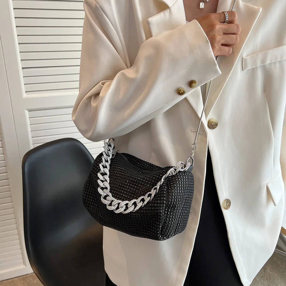 Unistybag Diamonds Chain Crossbody Bag Rhinestones Small Tote Bags Clutch