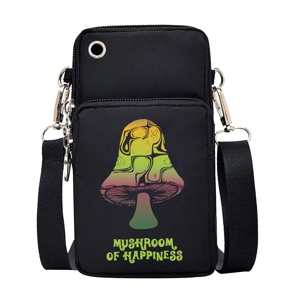 Mushroom Print Arm Bag Protective Case for Mobile Phones