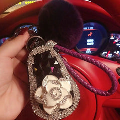 Rhinestone Car Key Bag Leather Hair Ball Rope Creative Bag