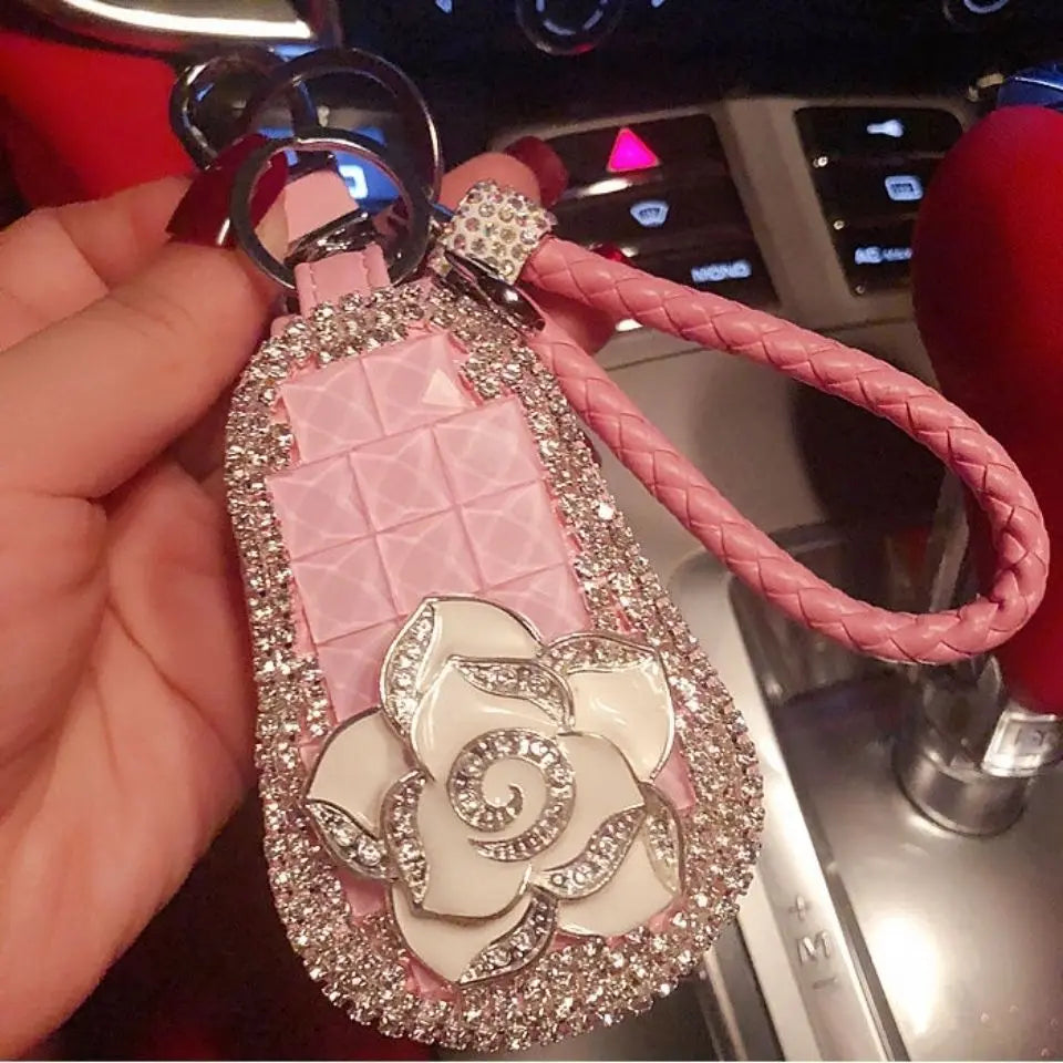 Rhinestone Car Key Bag Leather Hair Ball Rope Creative Bag