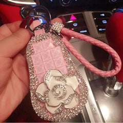 Rhinestone Car Key Bag Leather Hair Ball Rope Creative Bag