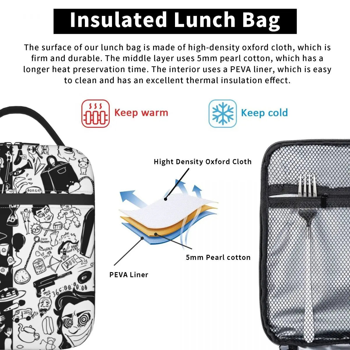 Unus Annus Memento Mori Symbol Insulated Lunch Bag