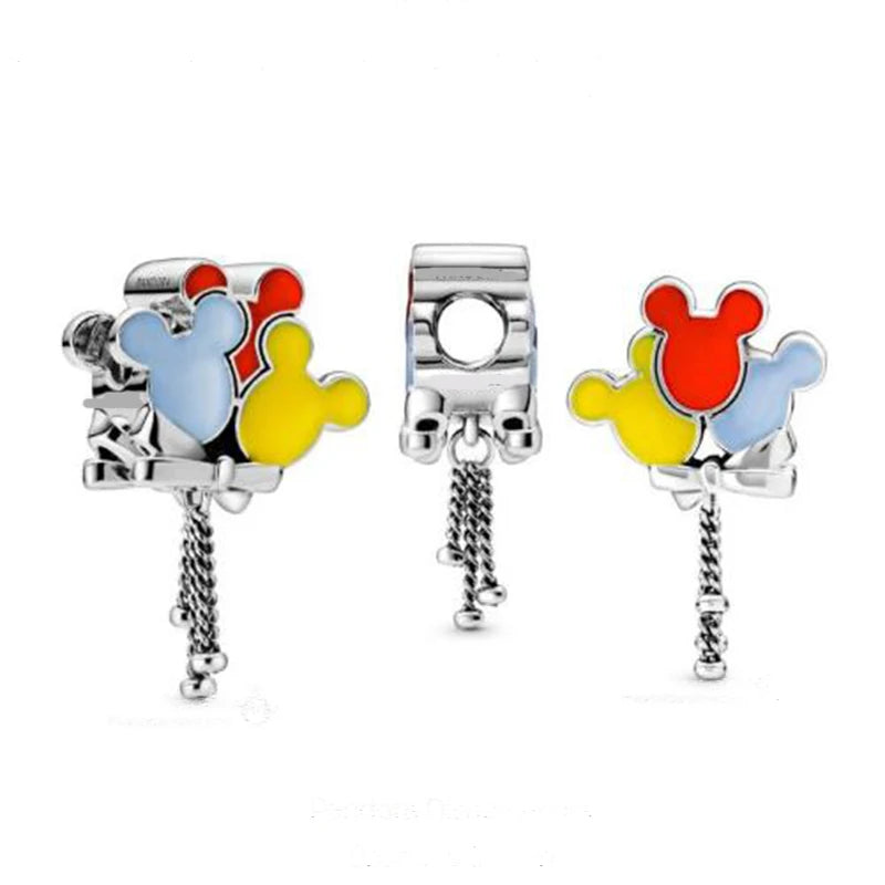 Up House & Balloons Charm 925 Sterling Silver Orange Bird Dangle Charm