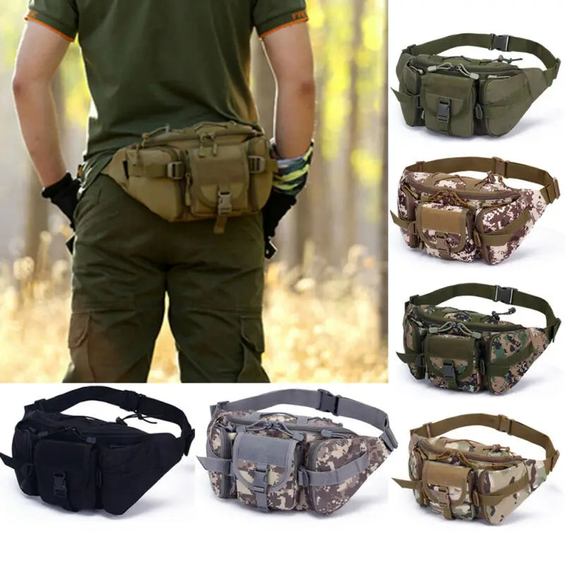Men Waist Pack for Hiking Water Bottle Belt Bags Camouflage Fanny Pack