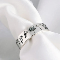 925 Silver Pastoral Flower Couple Rings Vintage Engagement Jewelry