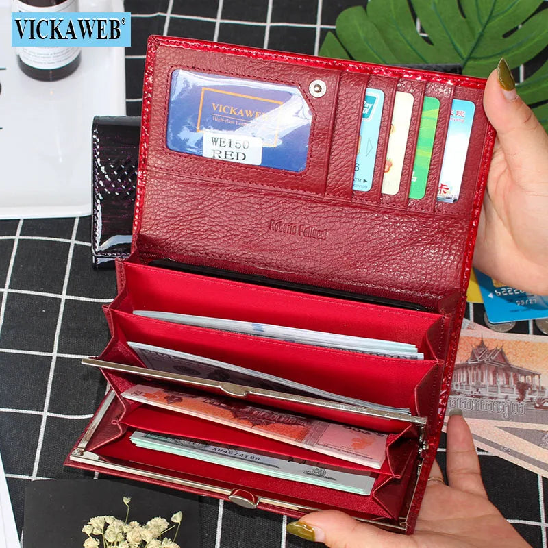 Gradient Patent Leather Women Wallet Fish-Scale Pattern Female Purse