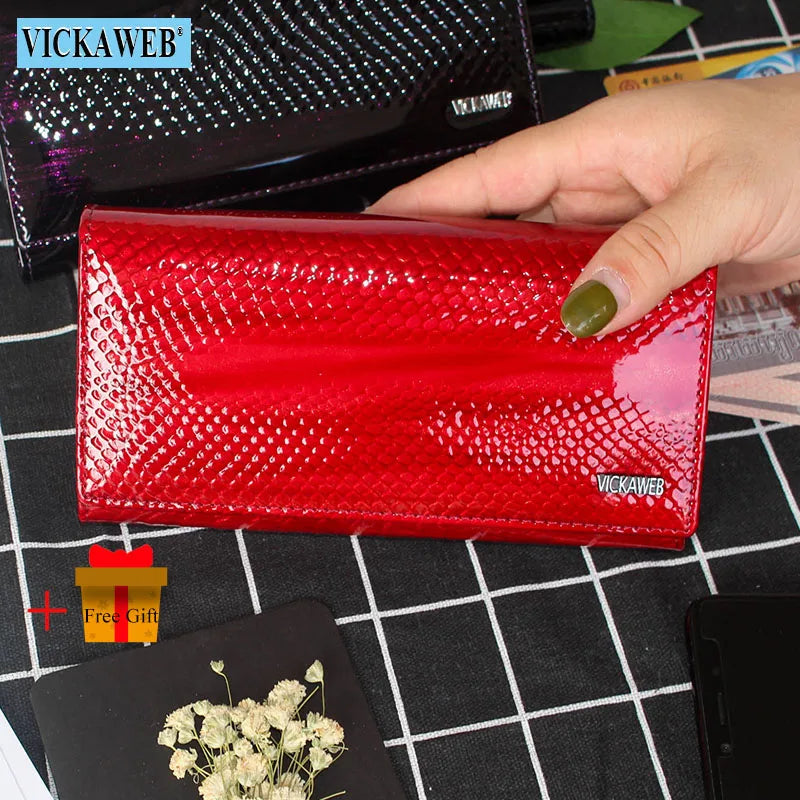 Gradient Patent Leather Women Wallet Fish-Scale Pattern Female Purse