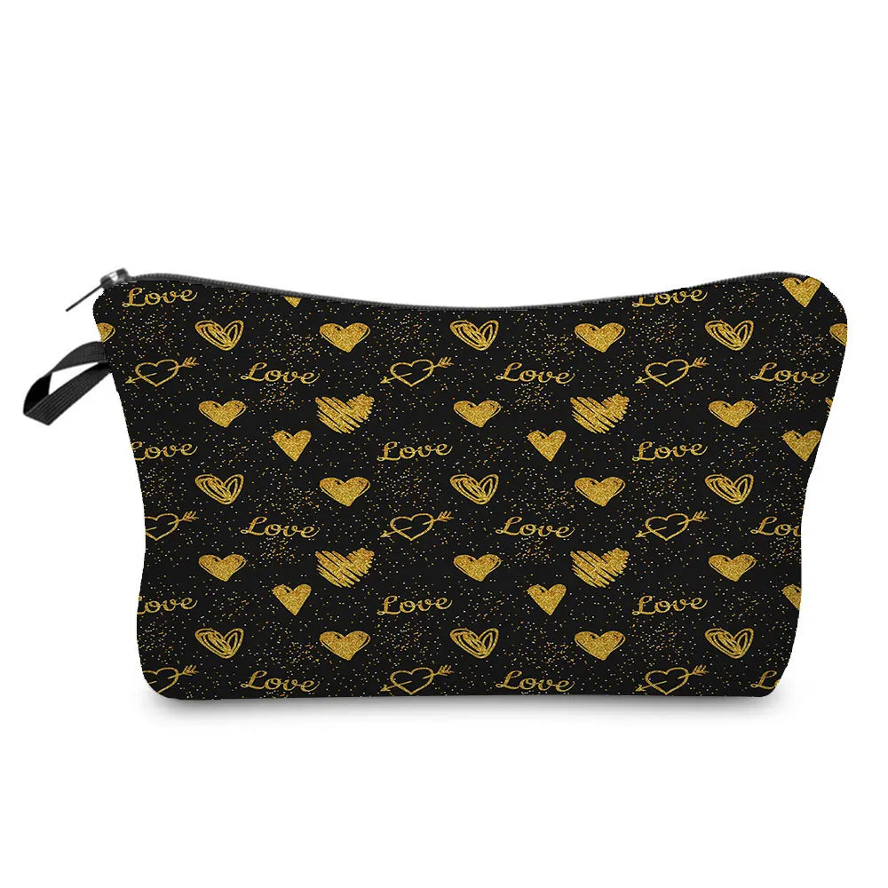 Floral Love Print Makeup Bag Portable Travel Organizer