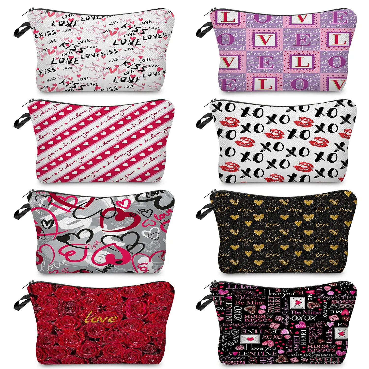 Floral Love Print Makeup Bag Portable Travel Organizer