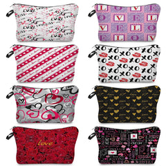 Floral Love Print Makeup Bag Portable Travel Organizer