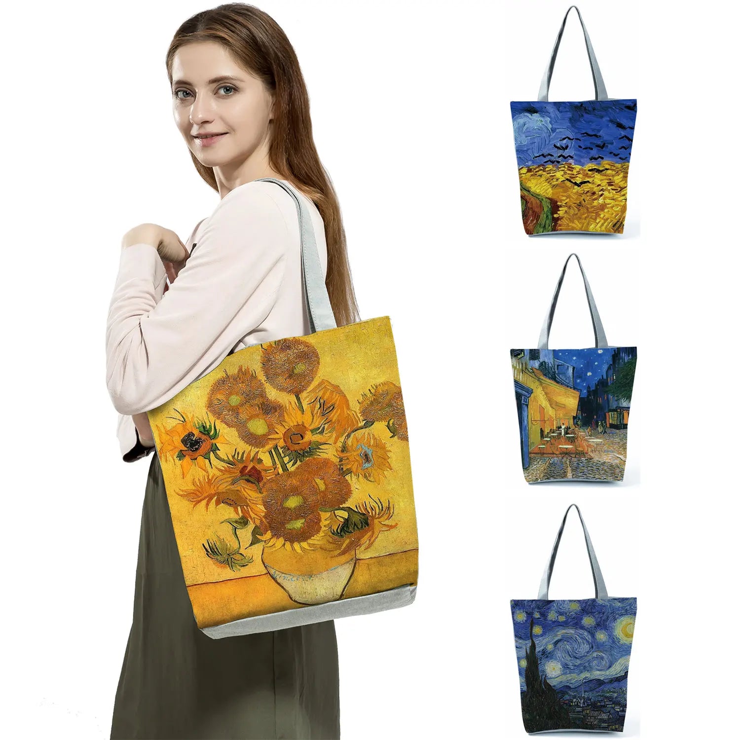 Van Gogh Oil Printed Tote Bags Retro Art Travel Bag Women Leisure Eco Shopping