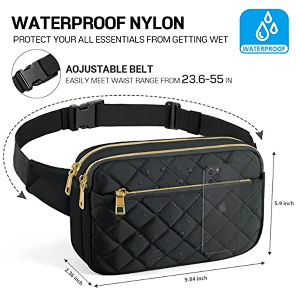 Vegan Rhombus Nylon Waist Packs Waterproof Fanny Pack