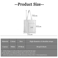 Vegan Shopping Bag Recycled Canvas Reusable College Schoolbag