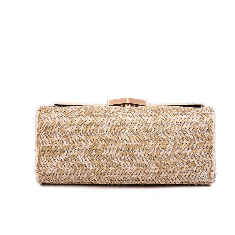 Women's Chain Shoulder Rattan Bag Small Bohemian Handbag