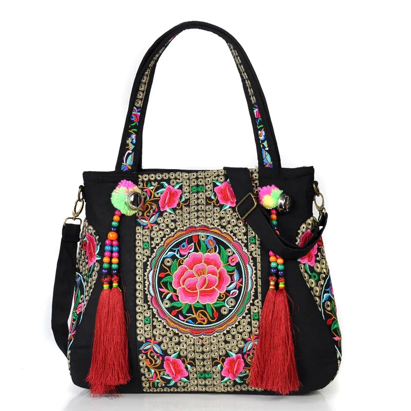 Bohemian Tassel Embroidered Handbag Crossbody Shoulder Bag