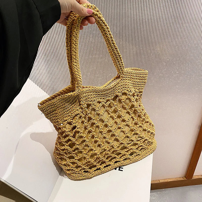 Large Capacity Bucket Bag Candy Woven Portable Shoulder Bag
