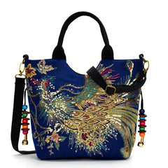 Embroidered Canvas Messenger Bag Women National Style Handbag
