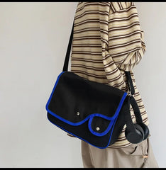 Women Canvas Bag Solid Shoulder Bag Girls Bookbag Student Messenger Bag