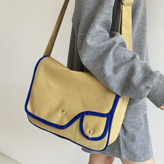 Women Canvas Bag Solid Shoulder Bag Girls Bookbag Student Messenger Bag