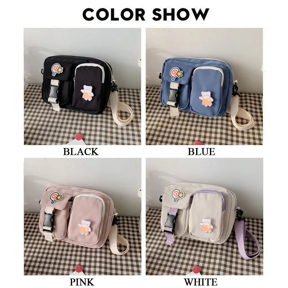 Women Canvas Crossbody Bags Small Shoulder Messenger Bag Students Flap Handbags