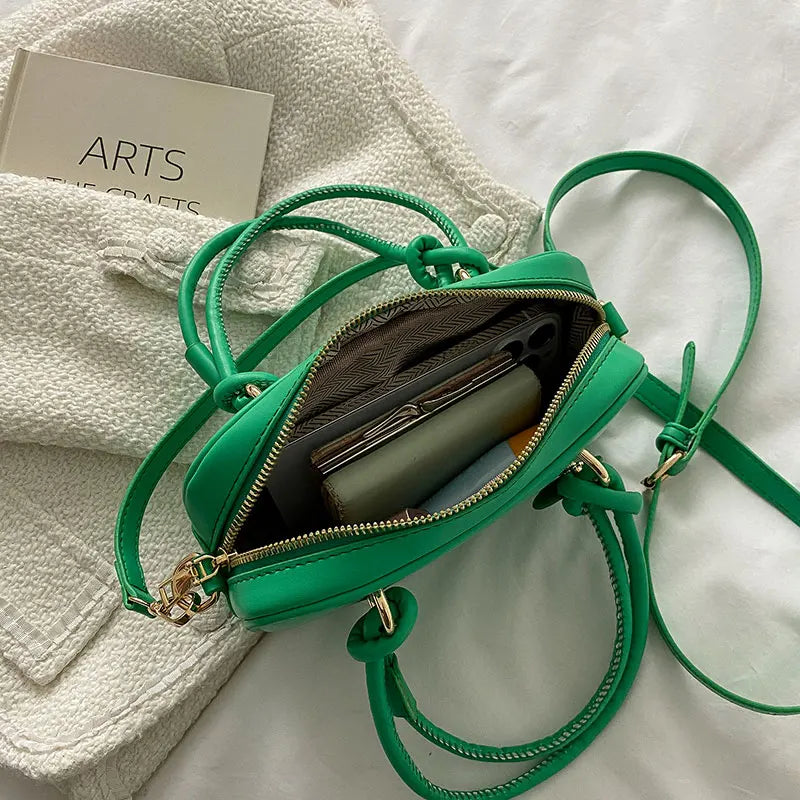 Solid PU Shoulder Bag Portable Small Square Bag