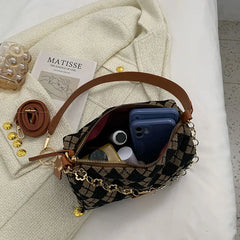 Winter Women's Bag Retro Messenger Canvas Shoulder Bag Chain Handbag