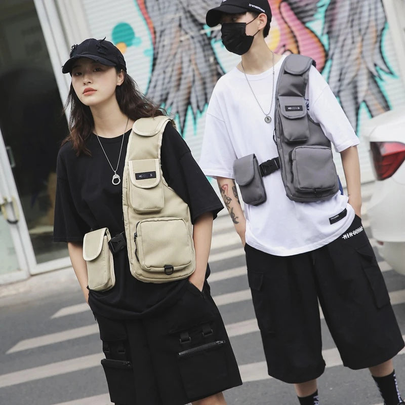 Hip Hop Chest Rig Bag Functional Tactical Harness Chest Bags