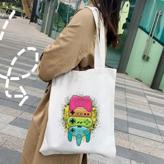 Gamepad Gaming Gamer Women Canvas Shopper Bag Harajuku Tote Shoulder