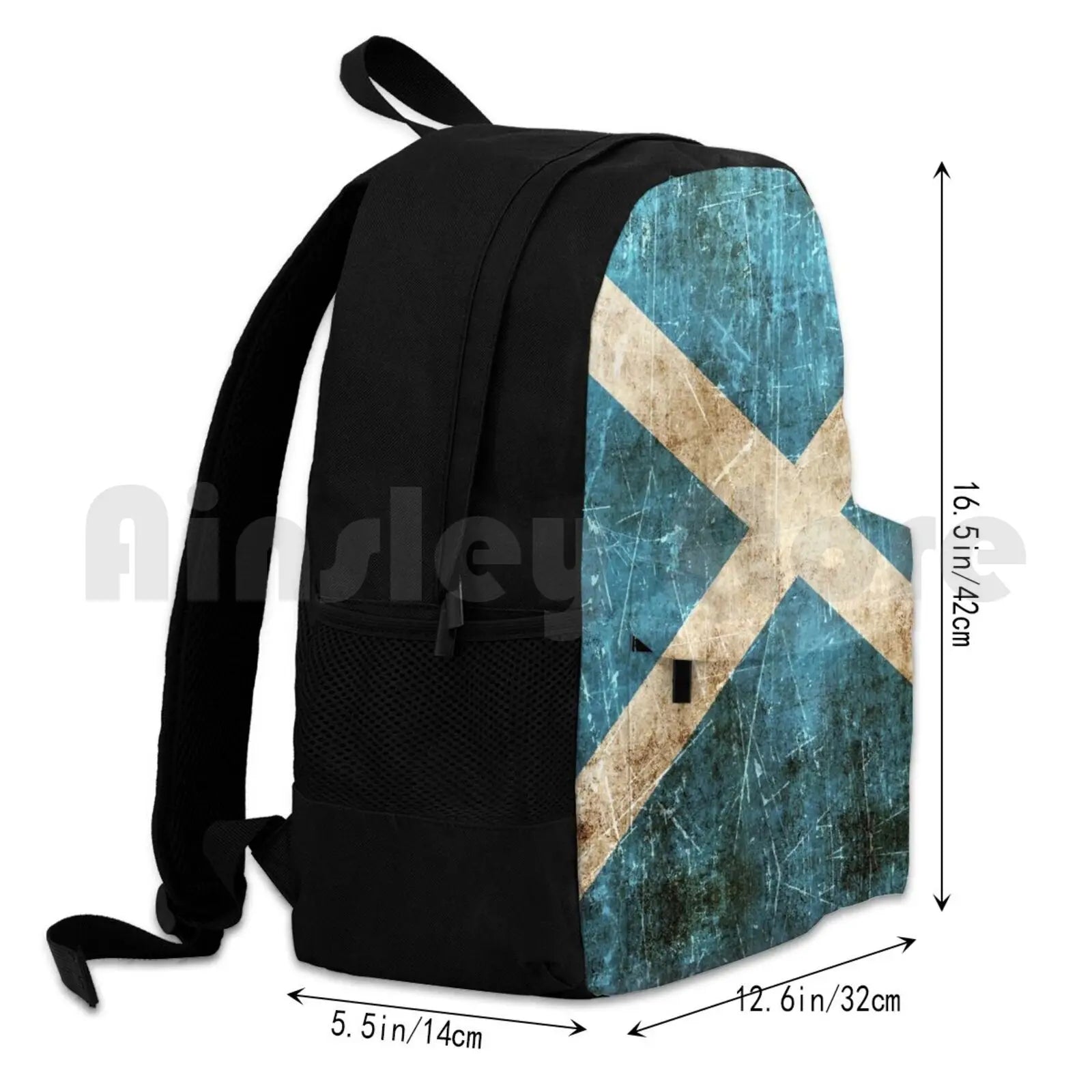 Vintage Aged And Scratched Scottish Flag Outdoor Hiking Backpack