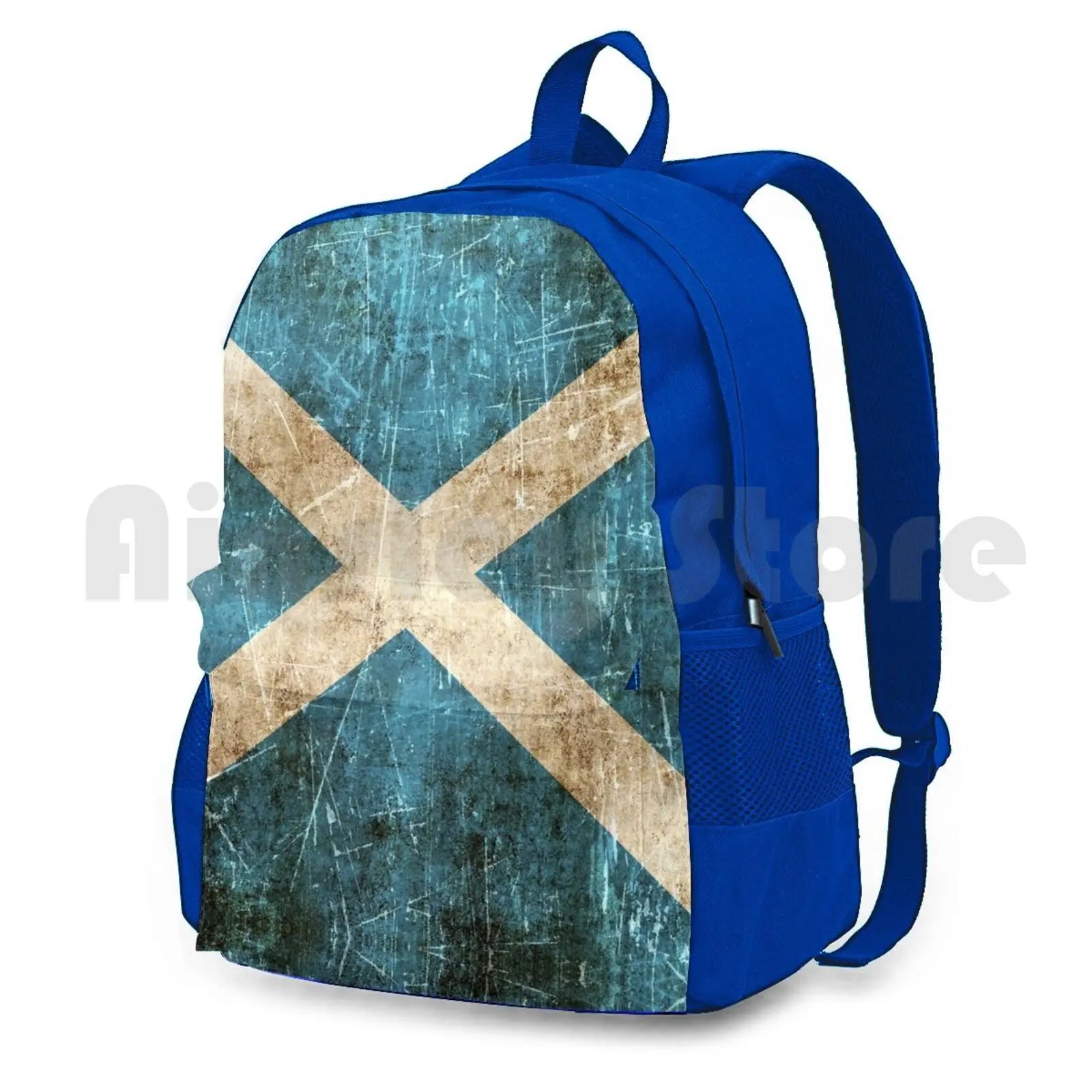 Vintage Aged And Scratched Scottish Flag Outdoor Hiking Backpack