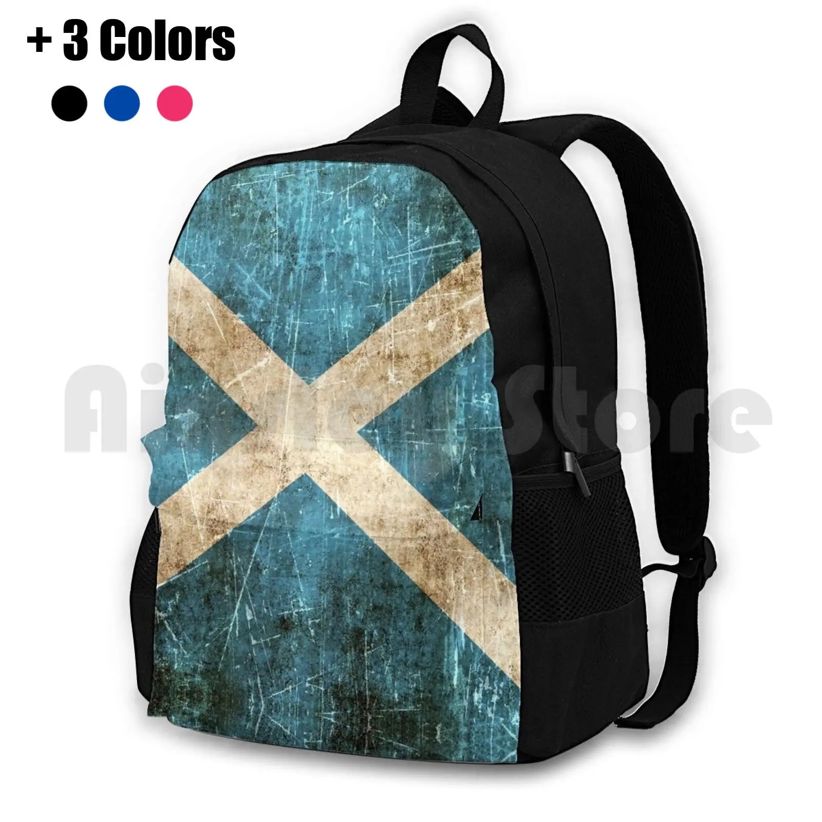 Vintage Aged And Scratched Scottish Flag Outdoor Hiking Backpack