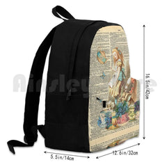 Vintage Alice Dictionary Page Outdoor Hiking Backpack